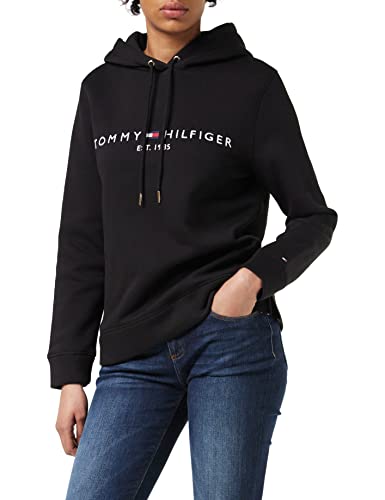 Tommy Hilfiger Damen Hoodie Heritage mit Kapuze, Schwarz (Black), L von Tommy Hilfiger