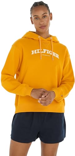 Tommy Hilfiger Damen Hoodie mit Kapuze, Orange (Rich Ochre), M von Tommy Hilfiger