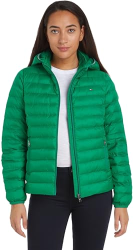 Tommy Hilfiger Damen Jacke Padded Global Stripe Jacket Übergangsjacke, Grün (Olympic Green), XXS von Tommy Hilfiger