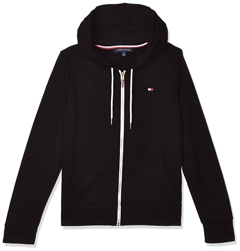 Tommy Hilfiger Damen Zip-up Hoodie – Classic Sweatshirt for Women with Drawstrings and Hood Kapuzenpullover, Schwarz, XS von Tommy Hilfiger