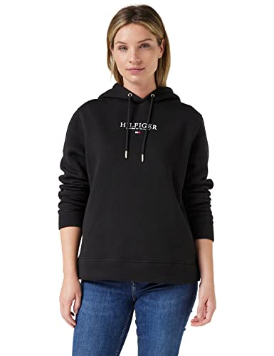 Tommy Hilfiger Damen Kapuzenpullover Hilfiger Hoodie LS Fleece aus Baumwoll-Mix, Schwarz (Black), M [Amazon Exclusive] von Tommy Hilfiger