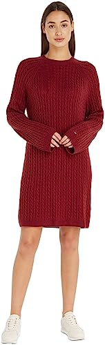 Tommy Hilfiger Damen Kleid Soft Wool C-Neck Langarm, Rot (Rouge), M von Tommy Hilfiger