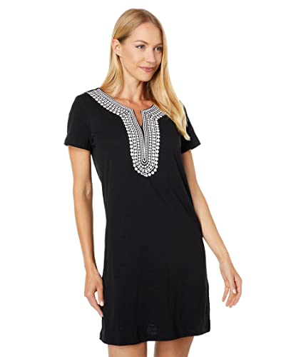 Tommy Hilfiger Damen Kurzärmeliges Alltagskleid Kleid mit Schnürung vorne, Black, L von Tommy Hilfiger