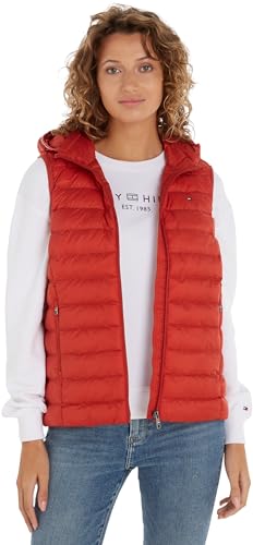 Tommy Hilfiger Damen LW Padded GLOBAL Stripe Vest WW0WW40779 Westen, Rot (Terra Red), L von Tommy Hilfiger