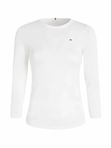 Tommy Hilfiger Damen Langarmshirt 1985 Slim Slub Basic, Weiß (Ecru), L von Tommy Hilfiger