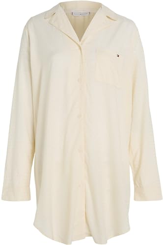 Tommy Hilfiger Damen Nachthemd Shirtdress Langarm, Weiß (Ivory), L von Tommy Hilfiger