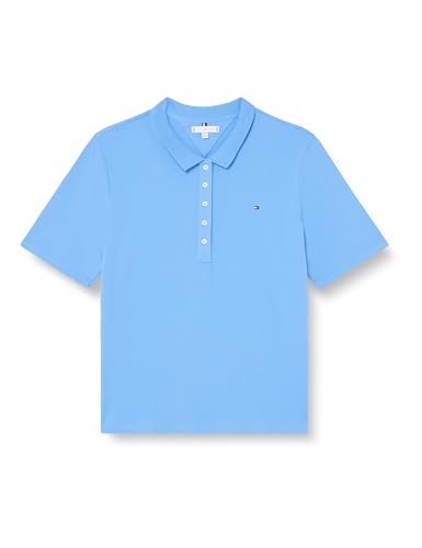 Tommy Hilfiger Damen Poloshirt Kurzarm Regular Fit, Blau (Blue Spell), 50 von Tommy Hilfiger