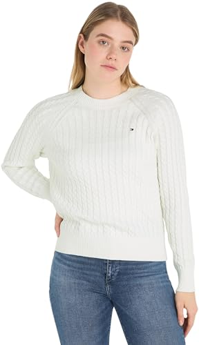 Tommy Hilfiger Damen Pullover Co Cable Crew Neck Sweater Strickpullover, Weiß (Ecru), M von Tommy Hilfiger