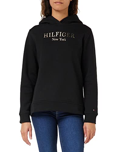 Tommy Hilfiger Damen Hoodie mit Kapuze, Schwarz (Black), S von Tommy Hilfiger