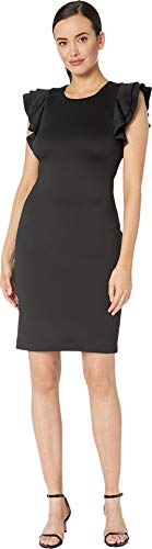 Tommy Hilfiger Damen Scuba Flatterärmeln Kleid, schwarz, 46 von Tommy Hilfiger