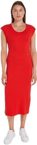 Tommy Hilfiger Damen Slim Rib DRS MIDI Cap Sleeve WW0WW41273 Bodycon Kleider, Rot (Fierce Red), M von Tommy Hilfiger