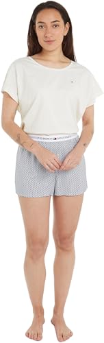 Tommy Hilfiger Damen Ss Pyj Set UW0UW05226 Pyjamas, Grau (Ivory/Woven Mini Geo), M von Tommy Hilfiger