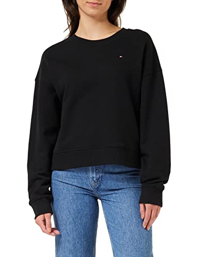 Tommy Hilfiger Damen Sweatshirt 1985 Terry ohne Kapuze, Schwarz (Black), 3XL von Tommy Hilfiger