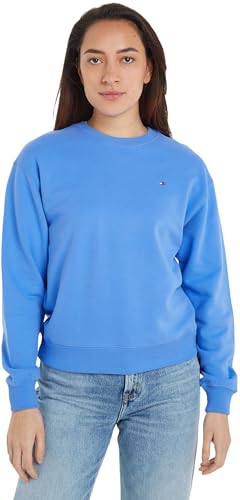 Tommy Hilfiger Damen Sweatshirt Reg Flag On Chest Swtshrt ohne Kapuze, Blau (Blue Spell), XXL von Tommy Hilfiger