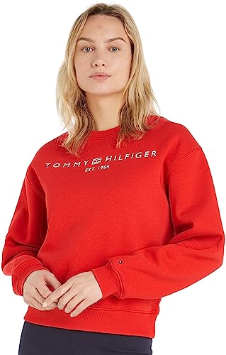 Tommy Hilfiger Damen Sweatshirt ohne Kapuze, Rot (Fireworks), 3XL von Tommy Hilfiger