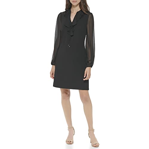 Tommy Hilfiger Damen Twofer Scuba Crêpe Kleid, Schwarz/Schwarz, 40 von Tommy Hilfiger