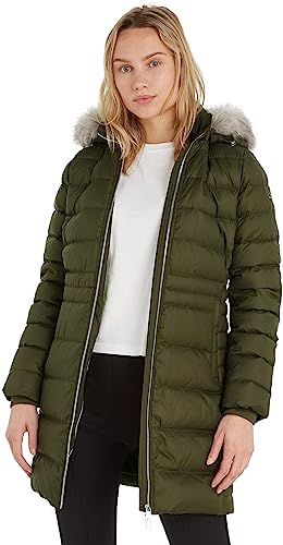 Tommy Hilfiger Damen Daunenmantel Down Coat With Fur Winter, Grün (Army Green), XXS von Tommy Hilfiger