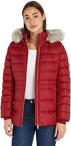 Tommy Hilfiger Damen Daunenjacke Down Jacket With Fur Winter, Rot (Rouge), XL von Tommy Hilfiger