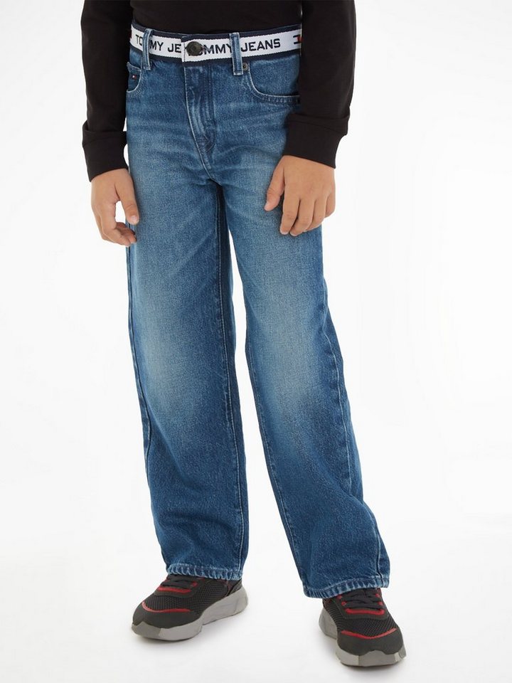 Tommy Hilfiger Girlfriend-Jeans GIRLFRIEND MONOTYPE TAPE Kinder Kids Junior MiniMe,mit Gürtelimitat in Labelfarben von Tommy Hilfiger