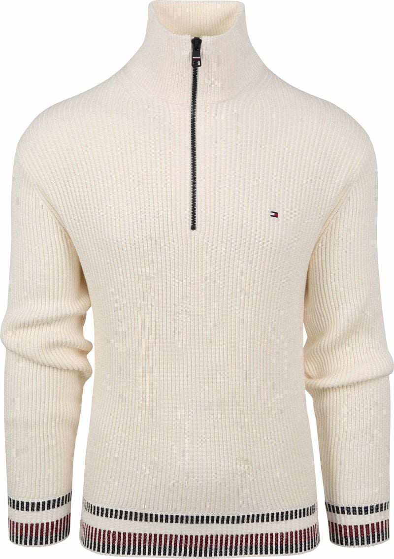 Tommy Hilfiger Half Zip Pullover Ecru - Größe XXL von Tommy Hilfiger