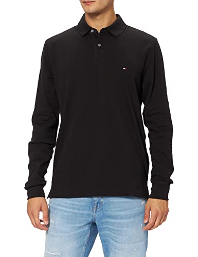 Tommy Hilfiger Herren Poloshirt Langarm Regular Basic, Schwarz (Black), S von Tommy Hilfiger