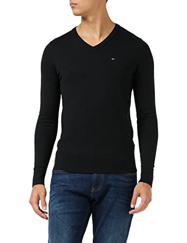 Tommy Hilfiger Herren 1985 V Neck Sweater MW0MW22349 Pullover, Schwarz (Black), XS von Tommy Hilfiger