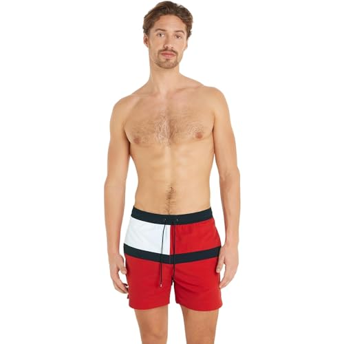 Tommy Hilfiger Herren Badehose Medium Drawstring Mittellang, Rot (Primary Red), L von Tommy Hilfiger