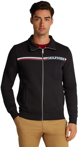 Tommy Hilfiger Herren Chest Stripe Zip Through MW0MW36736 Kapuzenpullover, Schwarz (Black), XL von Tommy Hilfiger