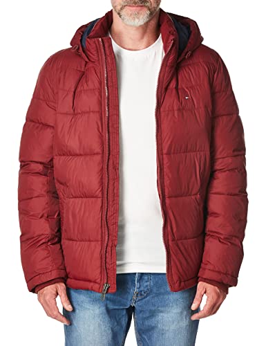 Tommy Hilfiger Herren Classic Hooded Puffer Jacket (Regular and Big & Tall Sizes) Alternativer Daunenmantel, rot, Large Hoch von Tommy Hilfiger