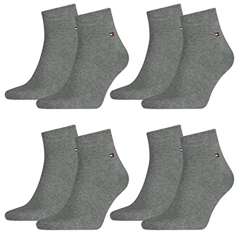 Tommy Hilfiger Herren Classic Quarter Socken 342025001 8 Paar, Farbe:Grau;Sockengröße:47-49;Artikel:Quarter grau 342025001-758 von Tommy Hilfiger