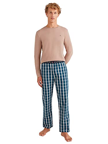 Tommy Hilfiger Herren Cn Ls Pant Woven Set Print UM0UM01960 Pyjamas, Gelb (Oat Milk/Royal Plaid), M von Tommy Hilfiger