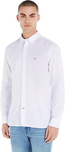 Tommy Hilfiger Herren Hemd Core Flex Langarm, Weiß (White), S von Tommy Hilfiger