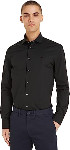 Tommy Hilfiger Herren Hemd Langarm, Schwarz (Black), 38 von Tommy Hilfiger