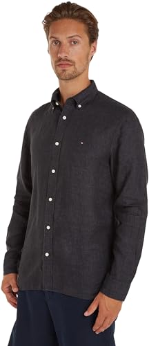 Tommy Hilfiger Herren Pigment Dyed Li Solid Rf Shirt Mw0mw34602 Freizeithemden, Schwarz (Black), L EU von Tommy Hilfiger