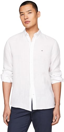 Tommy Hilfiger Herren Pigment Dyed Li Solid Rf Shirt Mw0mw34602 Freizeithemden, Weiß (Optic White), M EU von Tommy Hilfiger