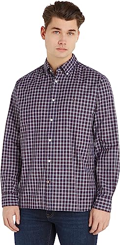 Tommy Hilfiger Herren Hemd Natural Soft Langarm, Mehrfarbig (Deep Indigo / Multi), XS von Tommy Hilfiger