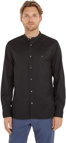 Tommy Hilfiger Herren Hemd Natural Soft Solid Mao Rf Shirt Langarm, Schwarz (Black), M von Tommy Hilfiger