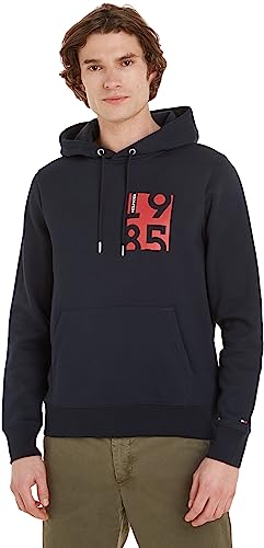 Tommy Hilfiger Herren Hoddy Kurzarm Rundhalsausschnitt, Blau (Desert Sky), XS von Tommy Hilfiger