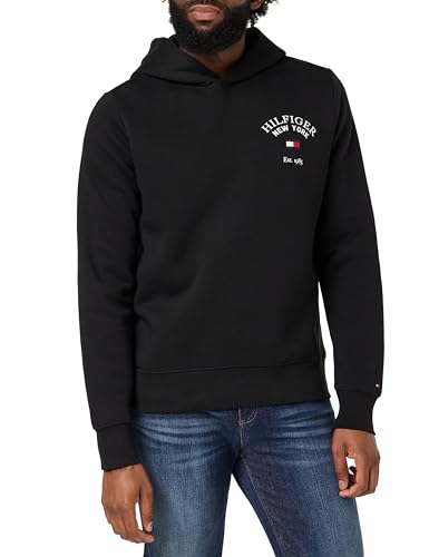 Tommy Hilfiger Herren Hoodie Arched Varsity mit Kapuze, Schwarz (Black), XXXL von Tommy Hilfiger