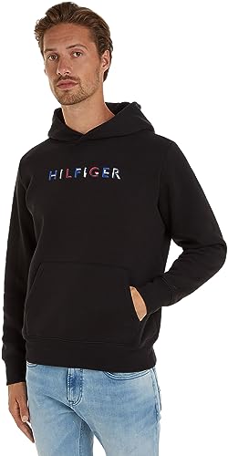 Tommy Hilfiger Herren Hoodie mit Kapuze, Schwarz (Black), XS von Tommy Hilfiger