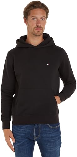 Tommy Hilfiger Herren Hoodie Flag Logo mit Kapuze, Schwarz (Black), S von Tommy Hilfiger