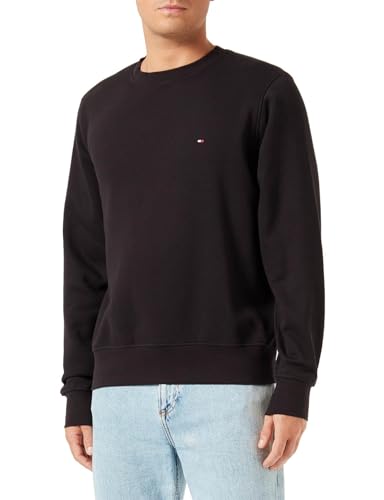 Tommy Hilfiger Herren Sweatshirt Flag Logo Sweatshirt ohne Kapuze, Schwarz (Black), L von Tommy Hilfiger