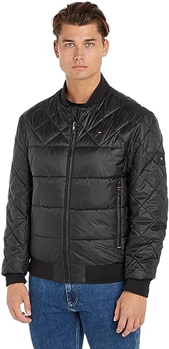 Tommy Hilfiger Herren Jacke Packable Recycled Bomber Übergangsjacke, Schwarz (Black), XL von Tommy Hilfiger