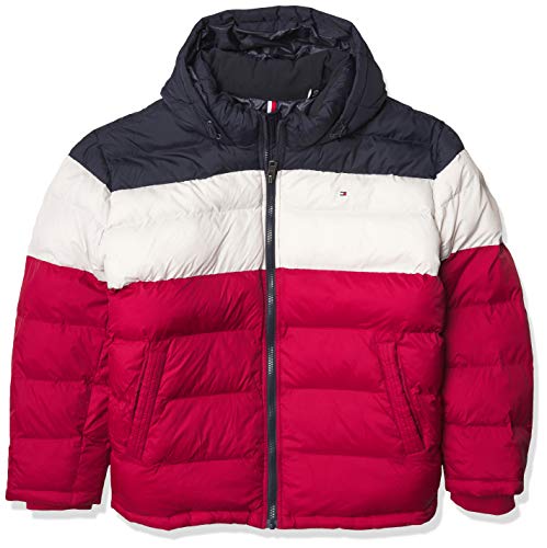 Tommy Hilfiger Herren Klassische Kapuzenjacke (Standard groß) Daunenjacke für Oberbekleidung, Midnight/Ice/Red, 5XL Kräftig von Tommy Hilfiger