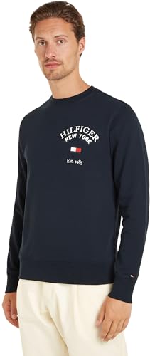 Tommy Hilfiger Herren Langarmshirt Arched Varsity Sweatshirt Baumwolle, Blau (Desert Sky), XXXL von Tommy Hilfiger