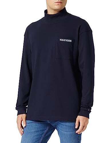 Tommy Hilfiger Herren Langarmshirt Pique Pocket Rollkragen, Blau (Desert Sky), M von Tommy Hilfiger