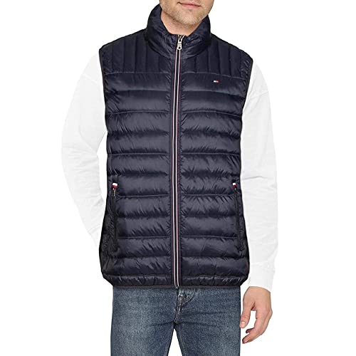 Tommy Hilfiger Herren Leichte, Gesteppte Steppweste (Standard groß) Daunenweste, Mitternacht/Ausflug, einfarbig (Midnight//Getaway Solids), M von Tommy Hilfiger