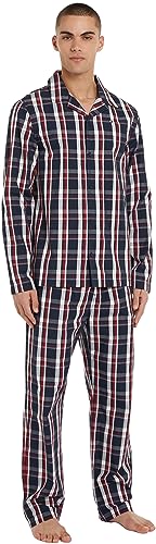 Tommy Hilfiger Herren Ls Woven Pyj Set UM0UM03066 Pyjamas, Blau (Global STP Check Desert Sky), XL von Tommy Hilfiger