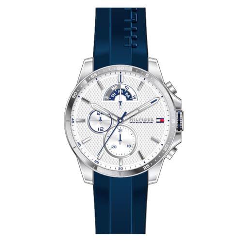 Tommy Hilfiger Multi Zifferblatt Quarz Uhr für Herren mit Blaues Silikonarmband - 1791349 von Tommy Hilfiger