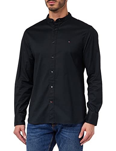 Tommy Hilfiger Herren Hemd Natural Soft Solid Mao Rf Shirt Langarm, Schwarz (Black), M von Tommy Hilfiger